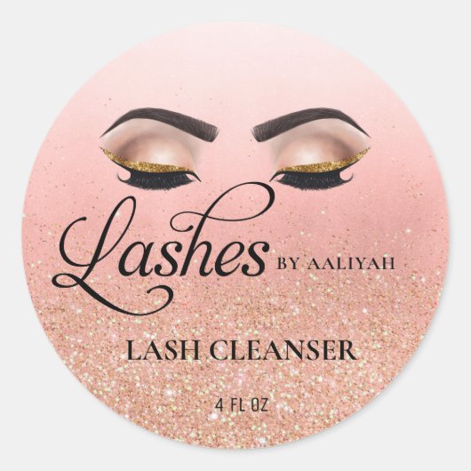 Peach Bronze Glam Glitzer Lash Bath Cleanser Runder Aufkleber (Vorderseite)