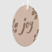 Peach & Bronze Glitzer Joy Xmas Baum Ornament (Vorderseite)