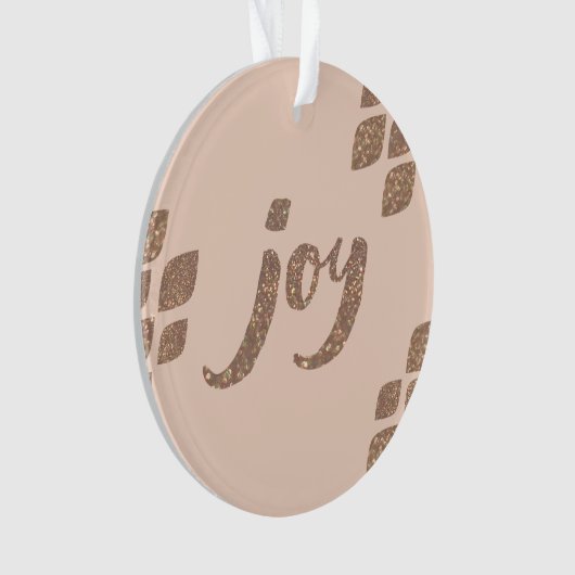 Peach & Bronze Glitzer Joy Xmas Baum Ornament (Vorderseite)