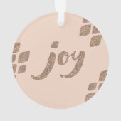 Peach & Bronze Glitzer Joy Xmas Baum Ornament (Rückseite)