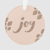Peach & Bronze Glitzer Joy Xmas Baum Ornament (Vorderseite)