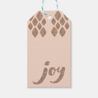 Peach & Bronze Glitzer Joy Xmas Geschenkanhänger