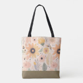 Peach Brown Floral Monogram Tasche (Rückseite)