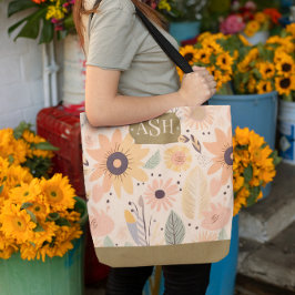 Peach Brown Floral Monogram Tasche