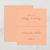 Peach Brown Printed Guest Name Wedding Platzkarte (Vorne/Hinten)