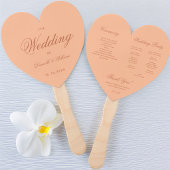 Peach Brown Wedding Program Simple Heart Script Fächer