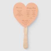 Peach Brown Wedding Program Simple Heart Script Fächer (Rückseite)