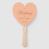 Peach Brown Wedding Program Simple Heart Script Fächer (Vorderseite)