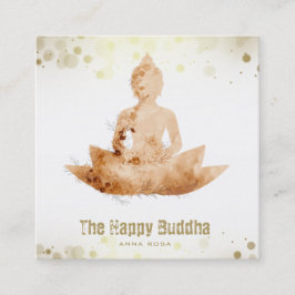 *~* Peach Buddha QR Botanischer Floral Lotus AP33 Quadratische Visitenkarte