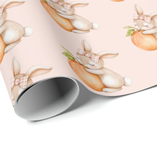 Peach & Bunny Rabbit Baby Shower Gift Geschenkpapier (Rolleneckpunkt)