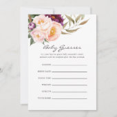 Peach & Burgundy Bloral Baby Shooting Game Einladung (Vorderseite)