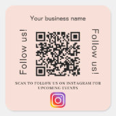 Peach business name qr code instagramm quadratischer aufkleber (Vorderseite)
