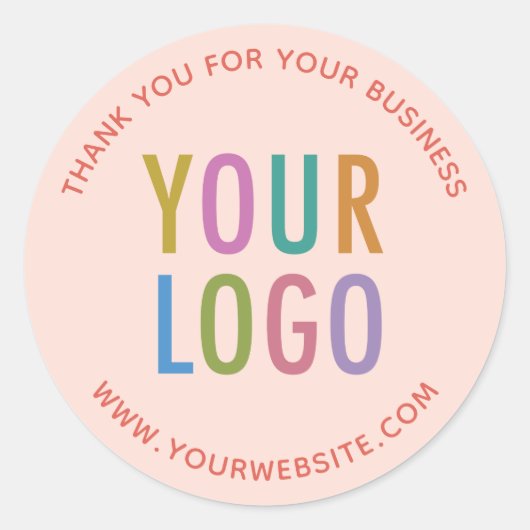 Peach Business Vielen Dank Stickers Custom Logo (Vorderseite)