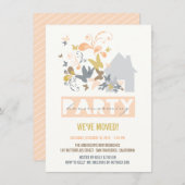 Peach Butterfells Burst House Erwärmung Party lade Einladung (Vorne/Hinten)