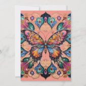 Peach Butterflies Classic Wedding Einladungen (Rückseite)