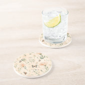 Peach Butterflies Floral Getränkeuntersetzer (Seite)