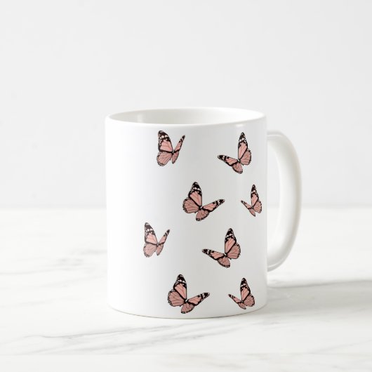 Peach Butterflies Kaffeetasse (VorderseiteRechts)