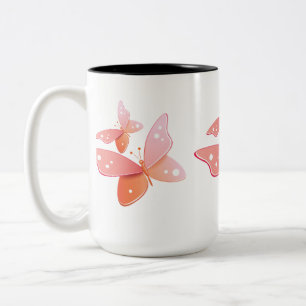 Peach Butterflies Zweifarbige Tasse