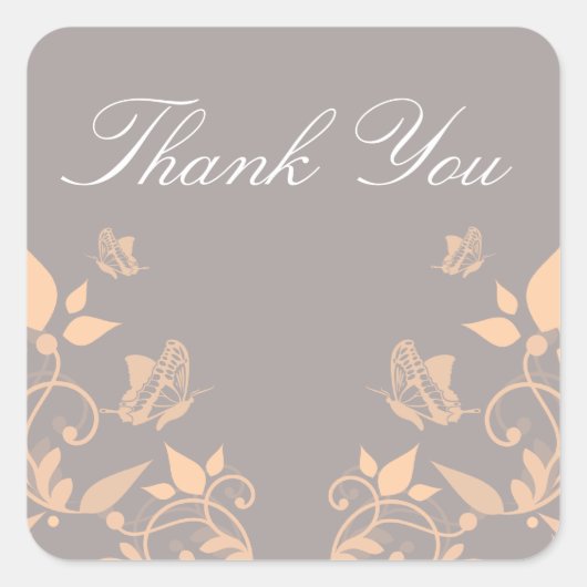 Peach Butterfly Floral Danke Stickers (Vorderseite)