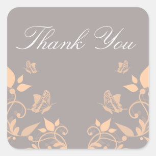Peach Butterfly Floral Danke Stickers