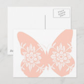 Peach Butterfly Floral Postkarte (Vorne/Hinten)