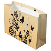 Peach Butterfly Garden Große Geschenktüte (Rückseite Schrägansicht)