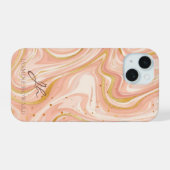Peach Cake Marble Gold Glitzer individuell anpassb iPhone 15 Hülle (Rückseite (Horizontal))