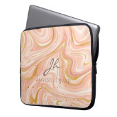 Peach Cake Marble Gold Glitzer individuell anpassb Laptopschutzhülle (Vorderseite Links)