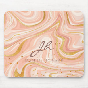 Peach Cake Marble Gold Glitzer individuell anpassb Mousepad