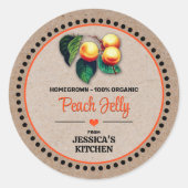 Peach Canning Jar Kraft Papier Style Label Runder Aufkleber (Vorderseite)