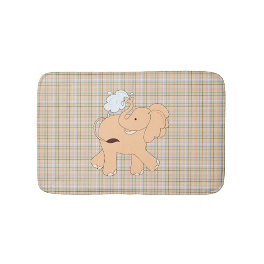 Peach Cartoon Elephant Kid's Bath Mat Badematte (Vorderseite)