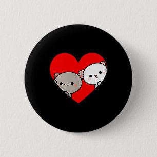 Peach Cartoon Liebe Goma Katze Valentinstag Herz Button