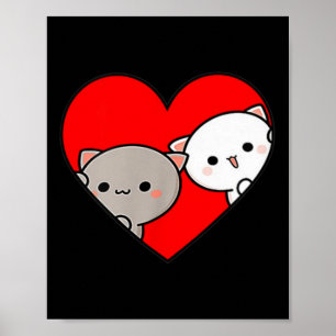 Peach Cartoon Liebe Goma Katze Valentinstag Herz Poster