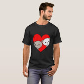Peach Cartoon Love Goma Cat Valentine’s Day Heart T-Shirt (Vorne ganz)
