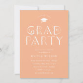 Peach Celestial Typografy Grad Party Einladung (Vorderseite)