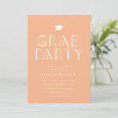 Peach Celestial Typografy Grad Party Einladung (Stehend Vorderseite)