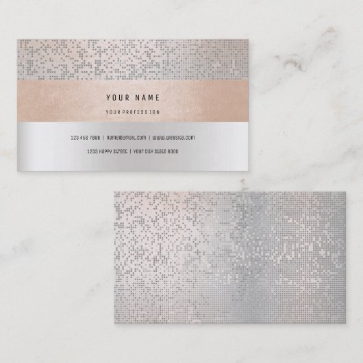 Peach Champaign Gray Vip Stripes Confetti Silver Visitenkarte (Vorne/Hinten)
