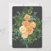 Peach & Charcoal, Gray Peony & Rose Blumenhochzeit Einladung (Rückseite)