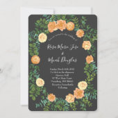 Peach & Charcoal, Gray Peony & Rose Blumenhochzeit Einladung (Vorderseite)