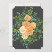Peach Charcoal Gray Peony & Rose Blumenhochzeit Einladung (Rückseite)