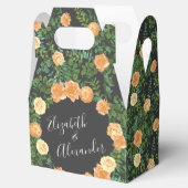 Peach & Charcoal, Gray Peony & Rose Blumenhochzeit Geschenkschachtel (Geöffnet)