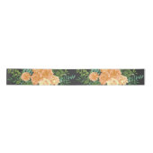 Peach & Charcoal, Gray Peony & Rose Blumenhochzeit Satinband (Vorderseite)