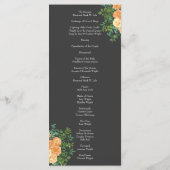 Peach Charcoal Gray Peony Rose Hochzeitsprogramme Menükarte (Rückseite)