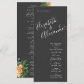 Peach Charcoal Gray Peony Rose Hochzeitsprogramme Menükarte (Vorne/Hinten)