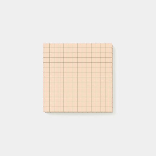Peach Checkered Grid Pattern Ästhetisches Büro Post-it Klebezettel (Vorderseite)