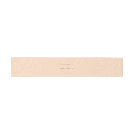 Peach Chic Minimalistisch Typografy Floral Wedding Einladungsbanderole (Flach)