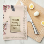 Peach Chickadee Zuhause Sweet Zuhause Geschirrtuch (Viertel Falte)