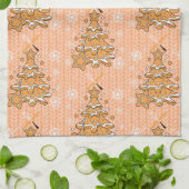 Peach Christmas Tree Cookie Backen Crew Schneefloc Geschirrtuch (Gefaltet)