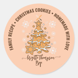 Peach Christmas Tree Cookie Backen Crew Schneefloc Runder Aufkleber