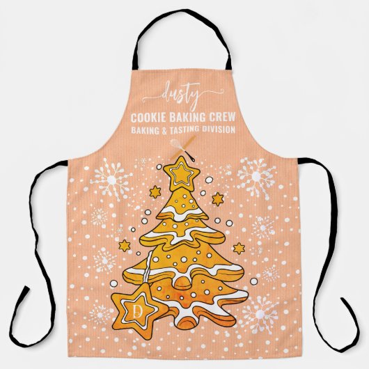 Peach Christmas Tree Cookie Backen Crew Schneefloc Schürze (Vorderseite)